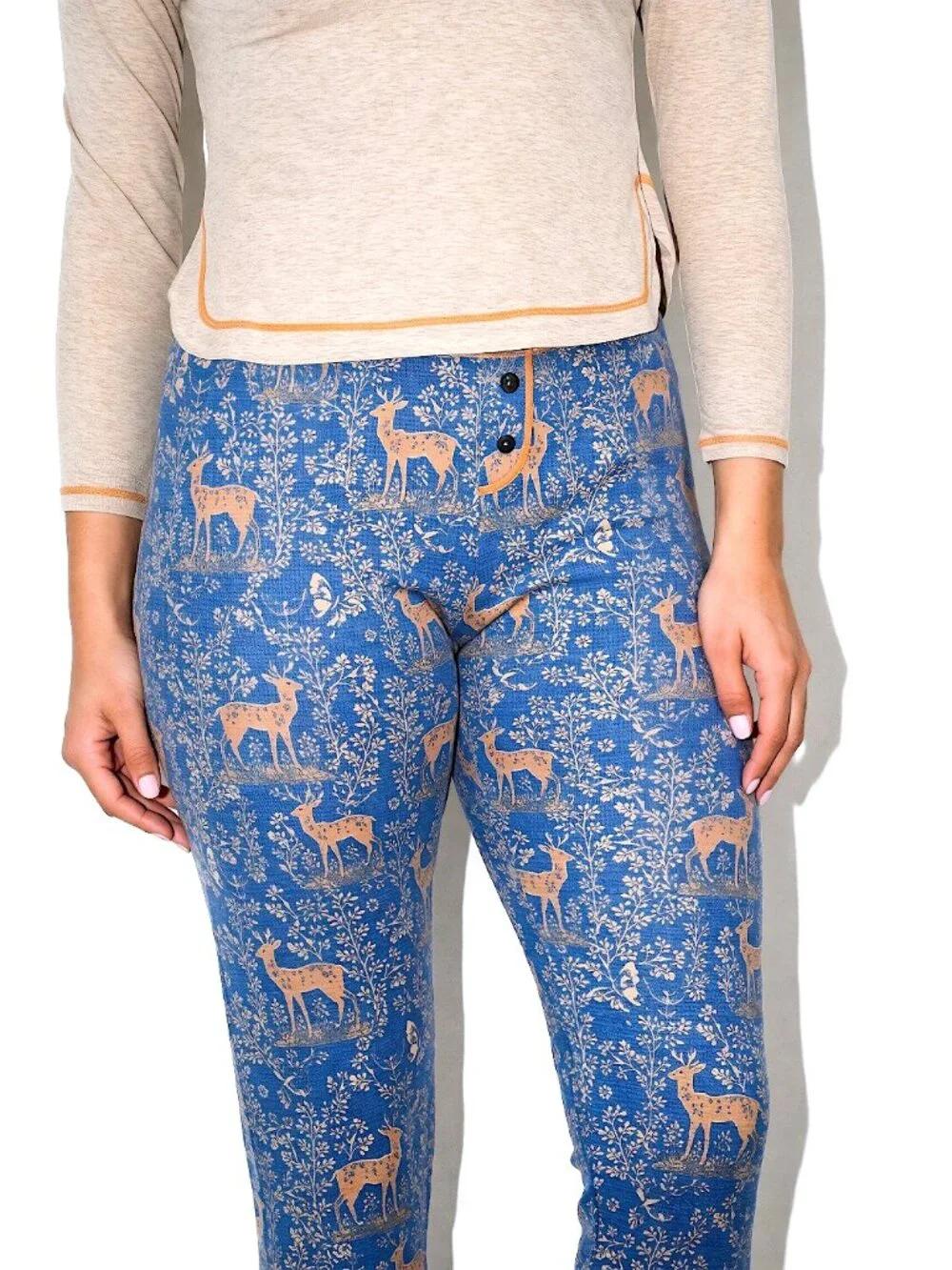 NWT Free People Chill Evening Pajama Set Sleepwear Deer Print Size Small